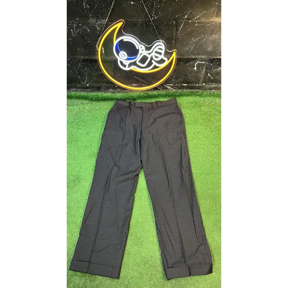 Perry‎ Ellis Portfolio Modern Fit Flat Front Black Dress Pants Mens Size 34x31